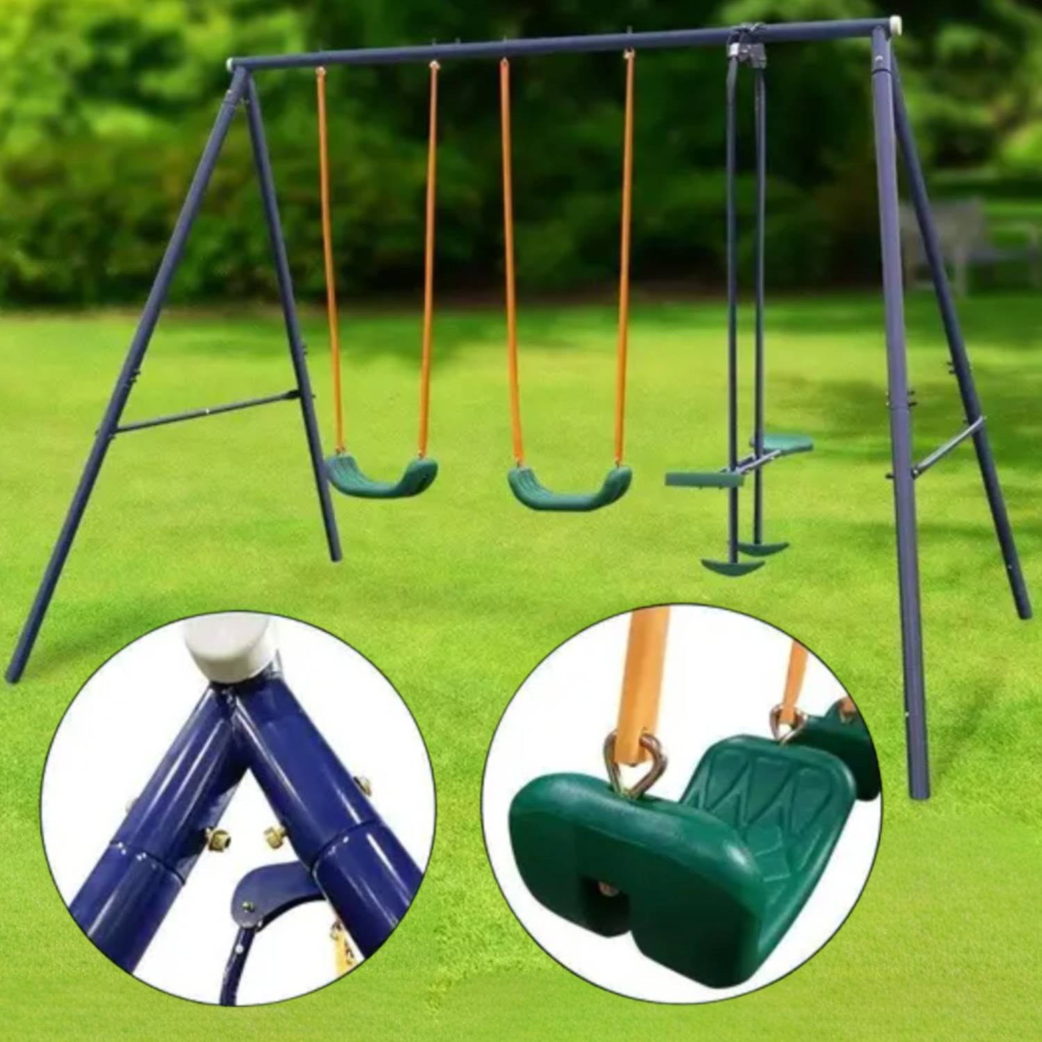 A Frame Metal Swing Set: image 6